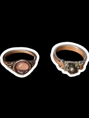 Hot Topic Mirror Ring + Upcycled Ring With Pearl